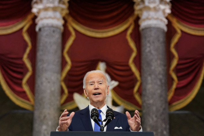 Tổng thống Mỹ Joe Biden có bài phát biểu gay gắt chỉ trích người tiền nhiệm nhân 1 năm xảy ra cuộc bạo loạn ở Đồi Capitol. (Ảnh: Reuters) Tổng thống Mỹ Joe Biden có bài phát biểu gay gắt chỉ trích người tiền nhiệm nhân 1 năm xảy ra cuộc bạo loạn ở Đồi Capitol. (Ảnh: Reuters)