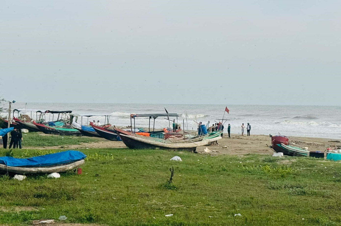 Bãi biển Cương Gián nơi phát hiện thi thể hai học sinh.