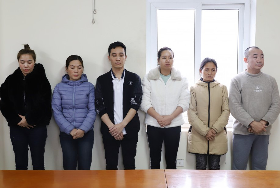 Nhóm đối tượng bị bắt giữ.