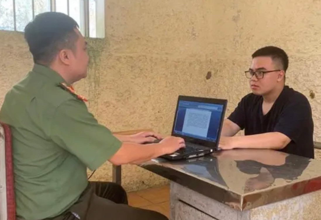 Trần Quang Huy tại cơ quan điều tra.