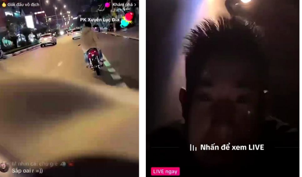 Nhóm 12 thanh thiếu niên dùng điện thoại quay video phát trực tiếp lên mạng xã hội để “khoe” chiến tích.