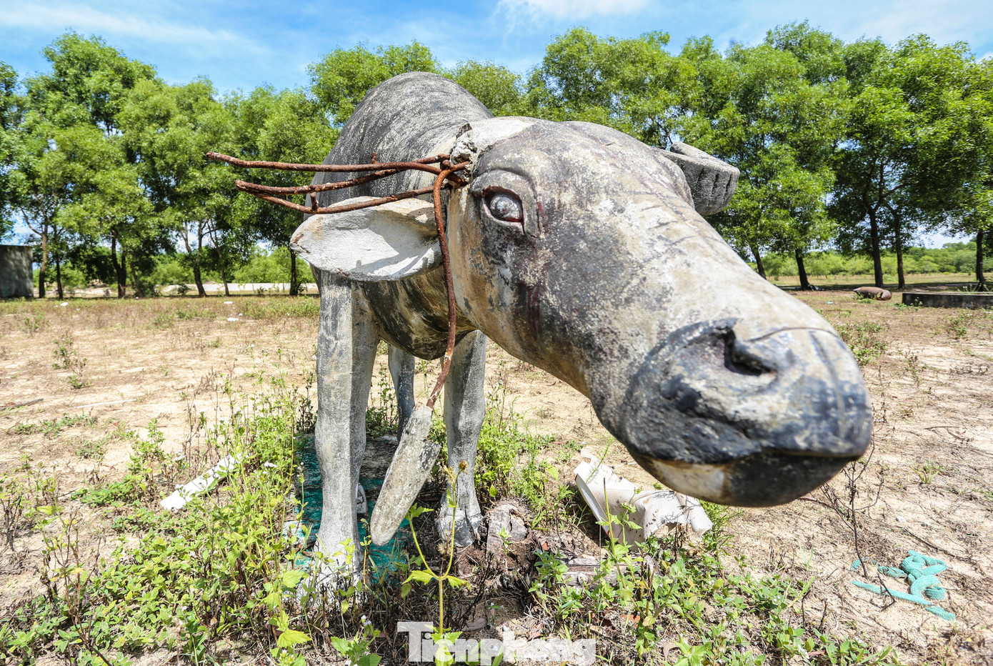 Một số tiểu cảnh đã xuống cấp, nằm chỏng chơ. Một số tiểu cảnh đã xuống cấp, nằm chỏng chơ.