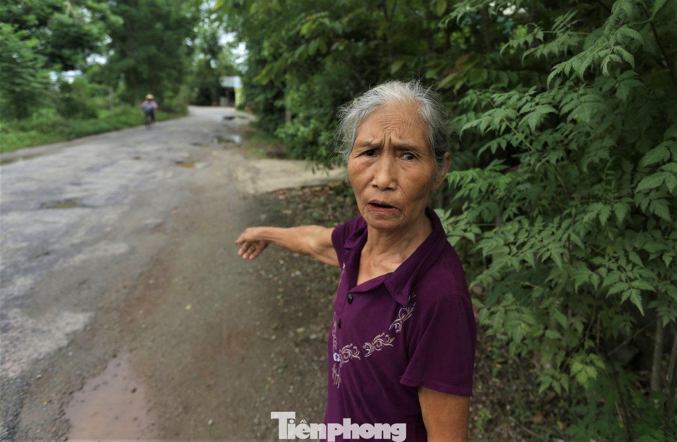 "Đường hư hỏng đã lâu khiến ai nấy đi lại đều khó khăn, nhất là các cháu học sinh. Buổi ngày còn đỡ nhưng buổi tối nhiều vụ tai nạn đã xảy ra do không thể tránh né hết các ổ gà, ổ voi", bà Mai (76 tuổi, trú xã Kim Song Trường), cho hay.