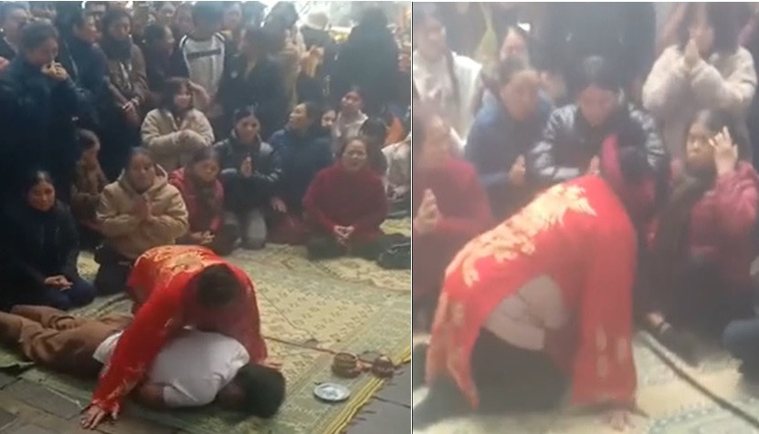 Người phụ nữ có các hành động mê tín, dị đoan bị ngăn chặn.