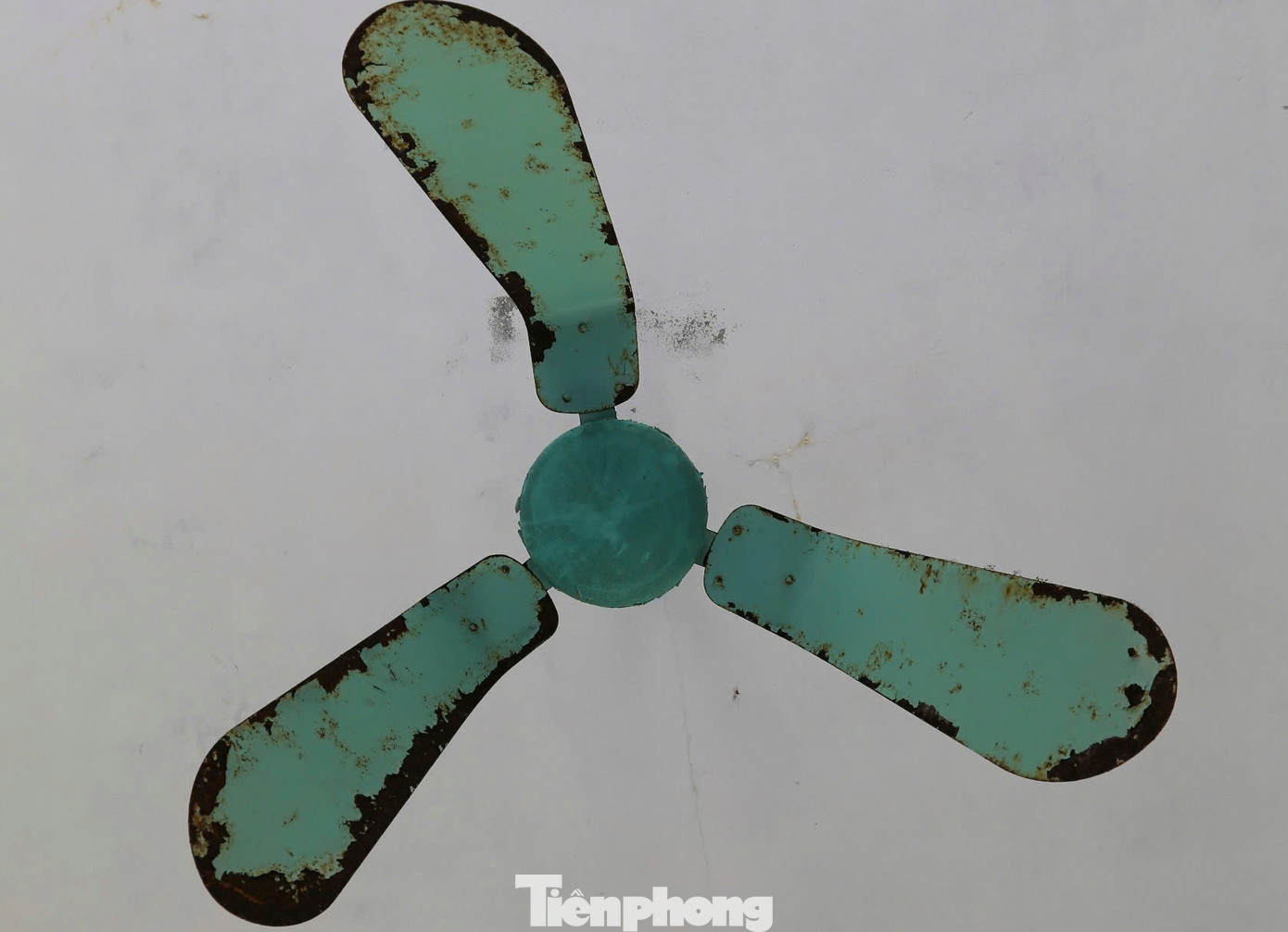 Hệ thống điện, quạt trần trong các phòng học đã hoen rỉ, hư hỏng không thể sử dụng.