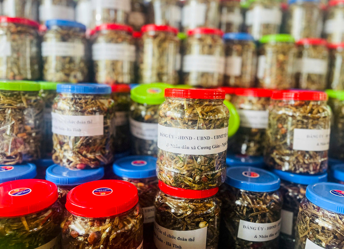 Cá khô rim lạc, nước uống, sữa cùng nhu yếu phẩm cần thiết... với giá trị gần 400 triệu đồng được quyên góp, đưa đến bà con vùng lũ phía Bắc.