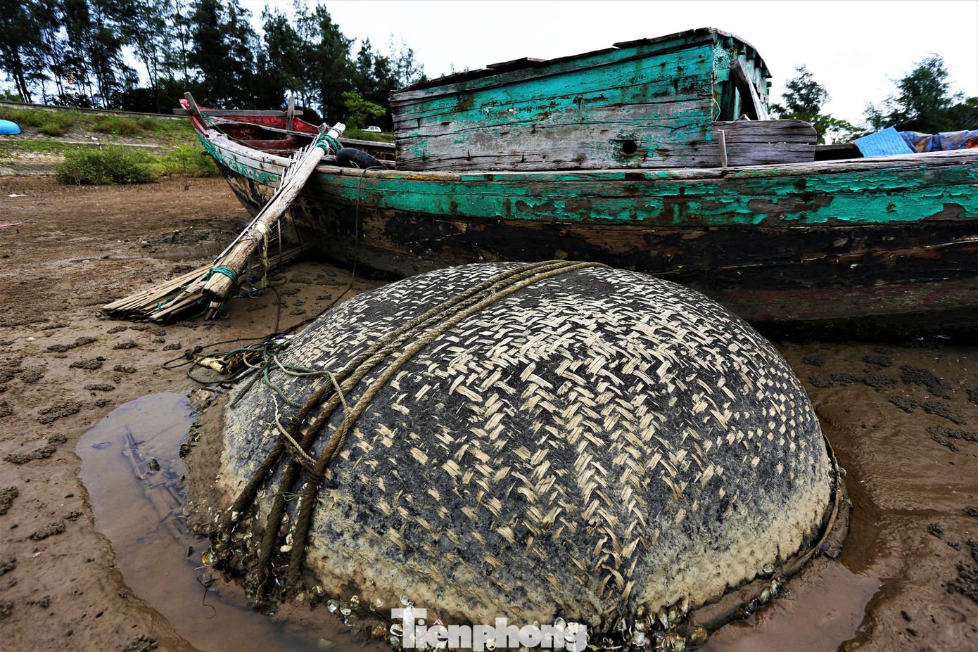 Lượng lớn tàu cá bị bỏ lại, máy móc được ngư dân tháo đi, chỉ còn lại bộ khung. Sau thời gian không sử dụng, các tàu mục nát, chôn vùi dưới lớp bùn, cát, hàu bám chặt.