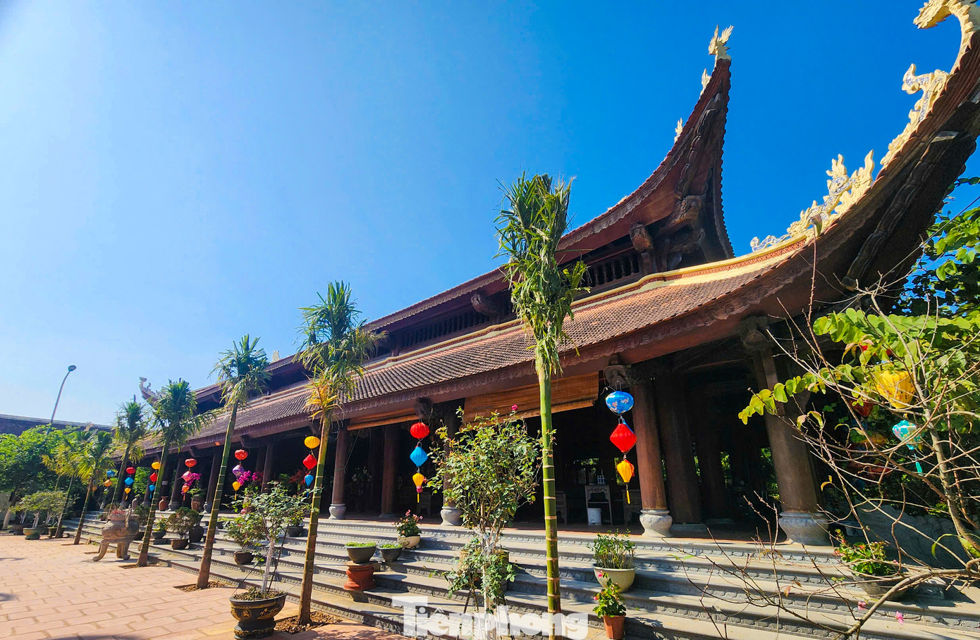 Các hạng mục chính được đầu tư xây dựng, gồm tòa tam bảo (điện chính), nhà tổ, nhà thập bát la hán, nhà thánh mẫu, nhà tăng, cổng tam quan và lầu chuông, lầu trống. Nhiều hạng mục là các khối gỗ lim lớn, được xem là điểm nhấn tại chùa.