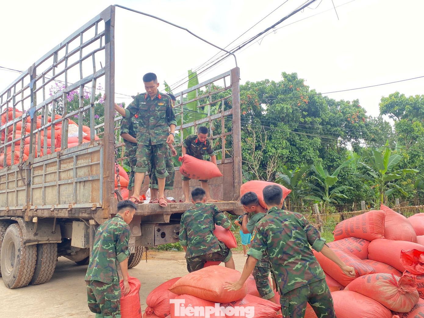 Lực lượng vũ trang hỗ trợ khắc phục thiệt hại sau mưa lũ cho người dân. Lực lượng vũ trang hỗ trợ khắc phục thiệt hại sau mưa lũ cho người dân.