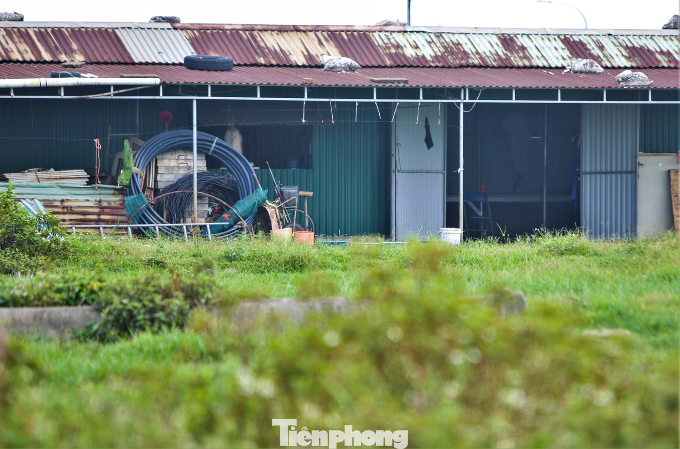 Trong dự án chỉ có khu nhà kho chứa vật liệu xây dựng của đơn vị thi công, nhiều hệ thống bị hoen gỉ.