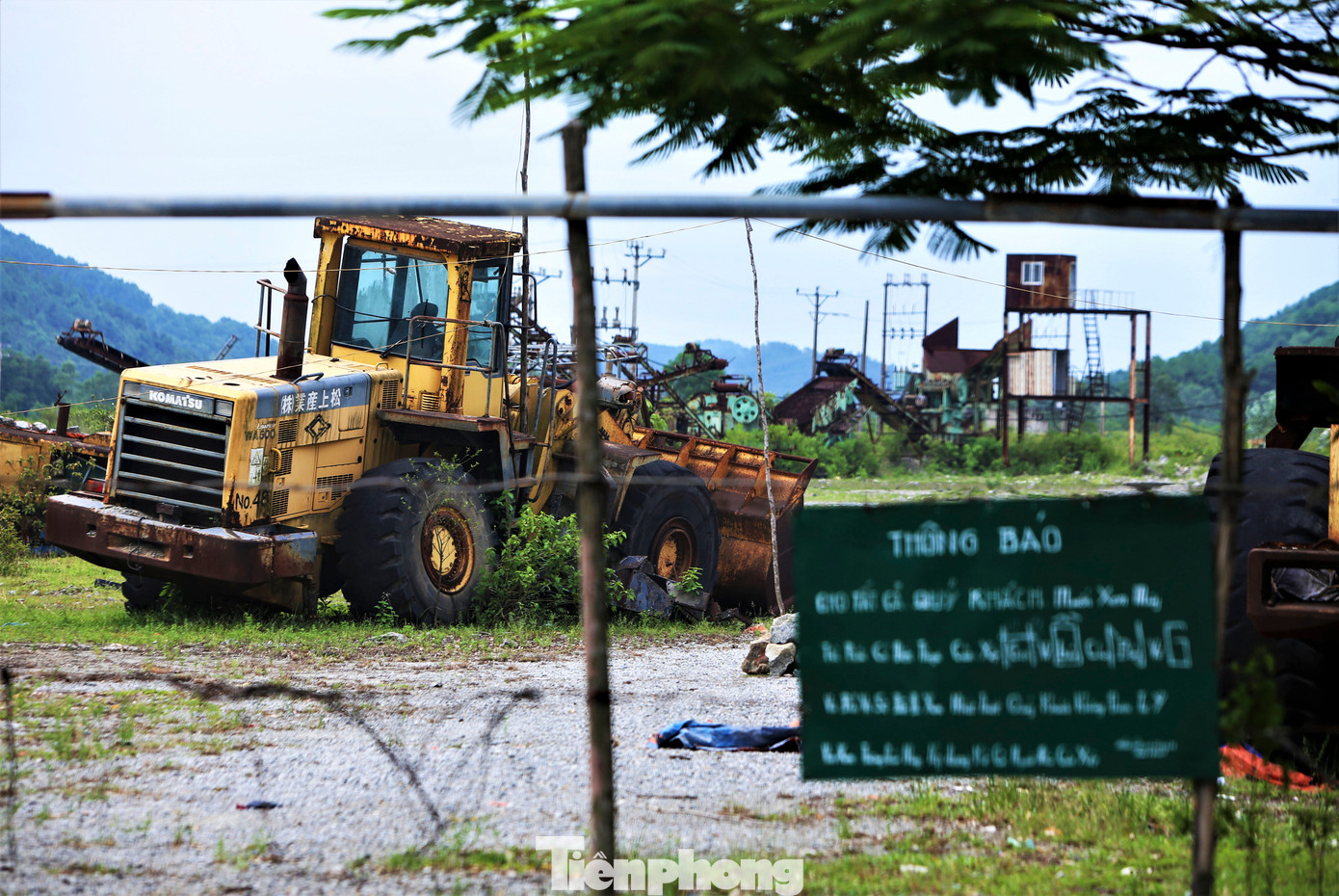 Tại khu đất ở tổ dân phố 8, phường Đậu Liêu (thị xã Hồng Lĩnh) có nhiều bãi tập kết máy móc, phương tiện khai thác của các công ty.