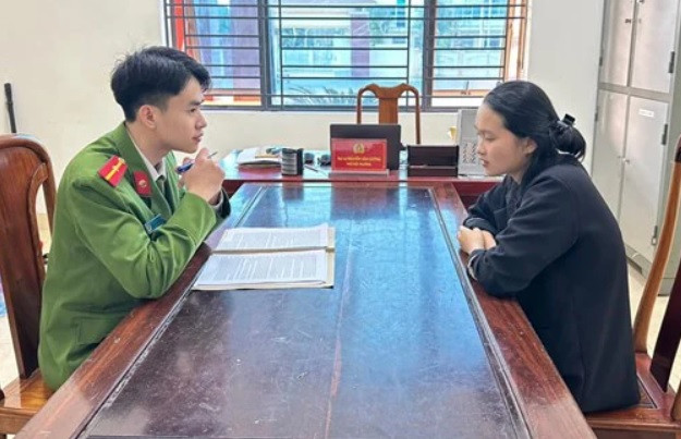 Lê Thị Thuyên tại cơ quan điều tra.