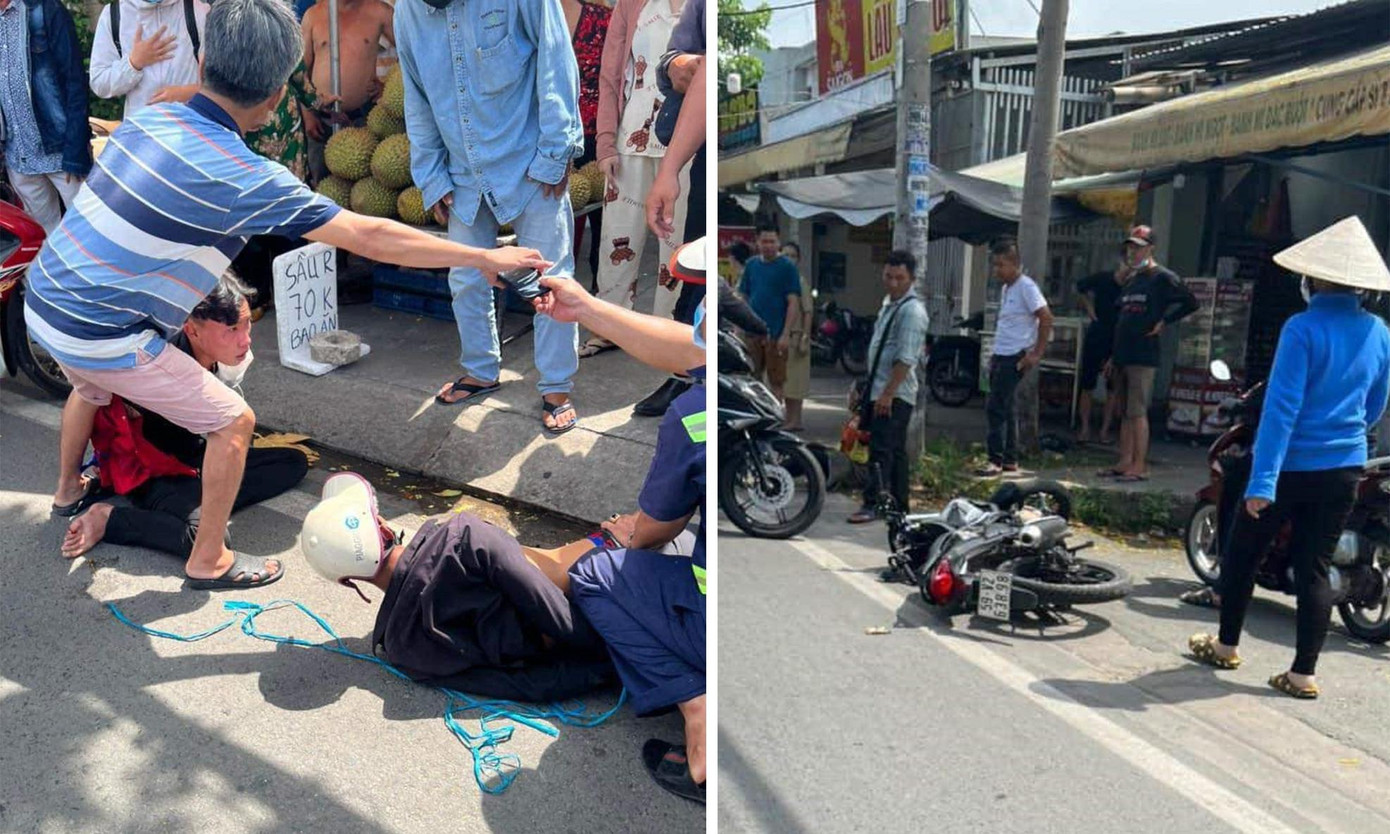 Người dân khống chế hai tên cướp. Người dân khống chế hai tên cướp.