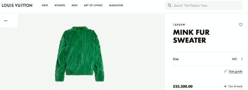 Mẫu áo đã hết hàng trên website tại Mỹ