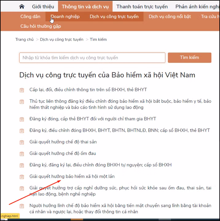Danh mục các dịch vụ công BHXH Việt Nam liên thông trên Cổng dịch vụ công quốc gia, trong đó có đăng ký nhận BHXH một lần. Danh mục các dịch vụ công BHXH Việt Nam liên thông trên Cổng dịch vụ công quốc gia, trong đó có đăng ký nhận BHXH một lần.