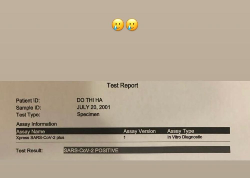 Kết quả xét nghiệm của Hoa hậu Đỗ Thị Hà được đăng trên tài khoản IG của cô. Kết quả xét nghiệm của Hoa hậu Đỗ Thị Hà được đăng trên tài khoản IG của cô.