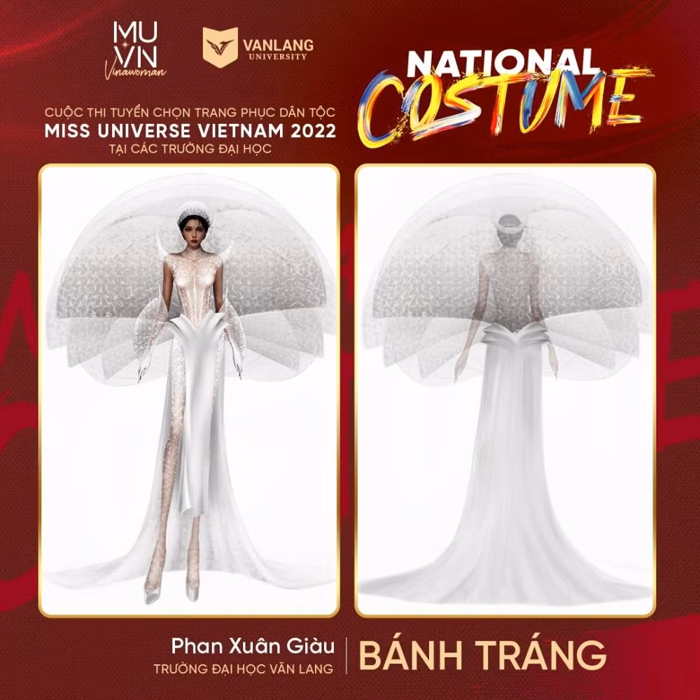 Hình ảnh chiếc bánh tráng khá là "hiện đại", không chú thích thì khó mà nhận ra.