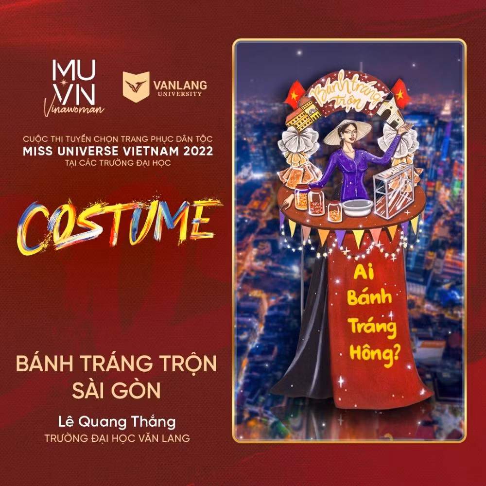 Thiết kế mang đậm hình ảnh về tiệm bán bánh tráng trộn.