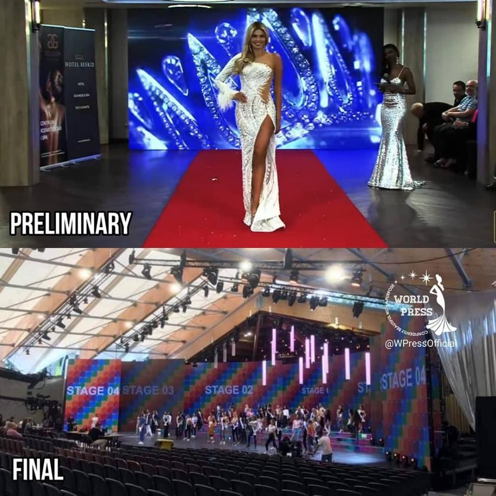 Sân khấu Bán kết Miss Supranational được tổ chức tại khán phòng của khách sạn (ảnh trên). Hình ảnh sân khấu Chung kết bị rò rỉ trên MXH (ảnh dưới). Sân khấu Bán kết Miss Supranational được tổ chức tại khán phòng của khách sạn (ảnh trên). Hình ảnh sân khấu Chung kết bị rò rỉ trên MXH (ảnh dưới).