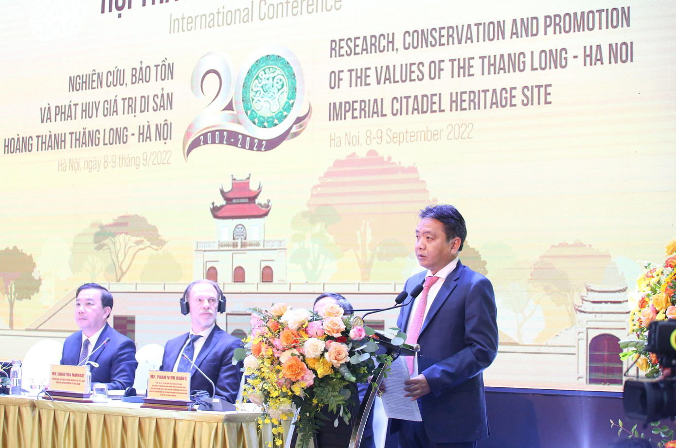 Thứ trưởng Bộ VHTTDL Hoàng Đạo Cương phát biểu trong lễ khai mạc hội thảo quốc tế sáng 8/9.