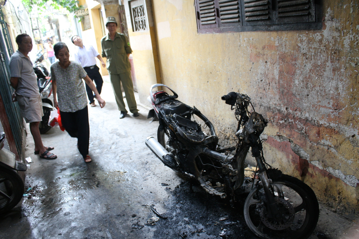 Chiếc xe Novo sau khi cháy tại hiện trường