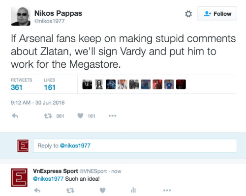 CĐV M.U dùng Ibrahimovic châm chọc Arsenal ảnh 1