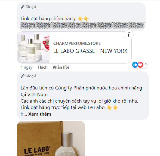 Dưới phần bình luận gắn các link bán nước hoa không rõ nguồn gốc.