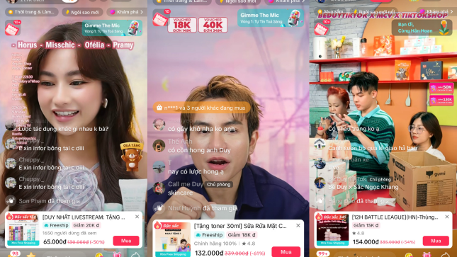 Mỗi ngày đều có những phiên livestream bán hàng với nhiều deal hấp dẫn. Ảnh: TikTok