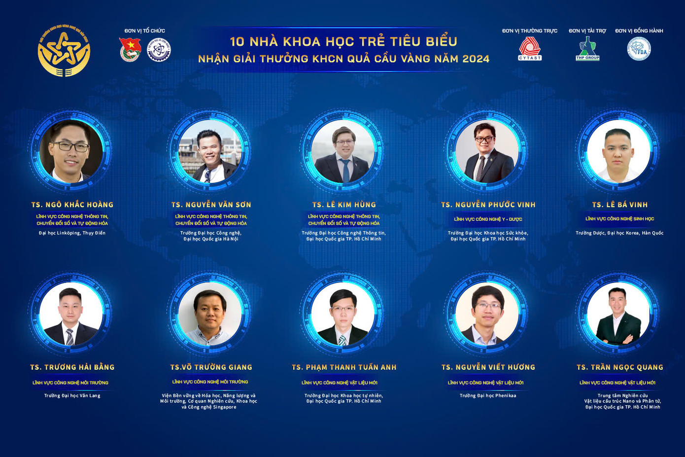 10 nhà khoa học trẻ tiêu biểu nhận Giải thưởng Quả Cầu Vàng năm 2024
