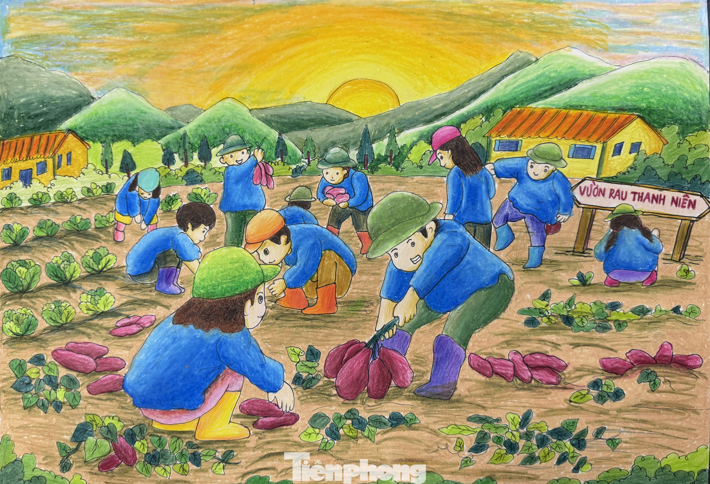 Tác phẩm “Vườn rau thanh niên” của em Nguyễn Phúc Gia Hân (tỉnh Tiền Giang) đoạt giải Đặc biệt của cuộc thi. Tác phẩm “Vườn rau thanh niên” của em Nguyễn Phúc Gia Hân (tỉnh Tiền Giang) đoạt giải Đặc biệt của cuộc thi.