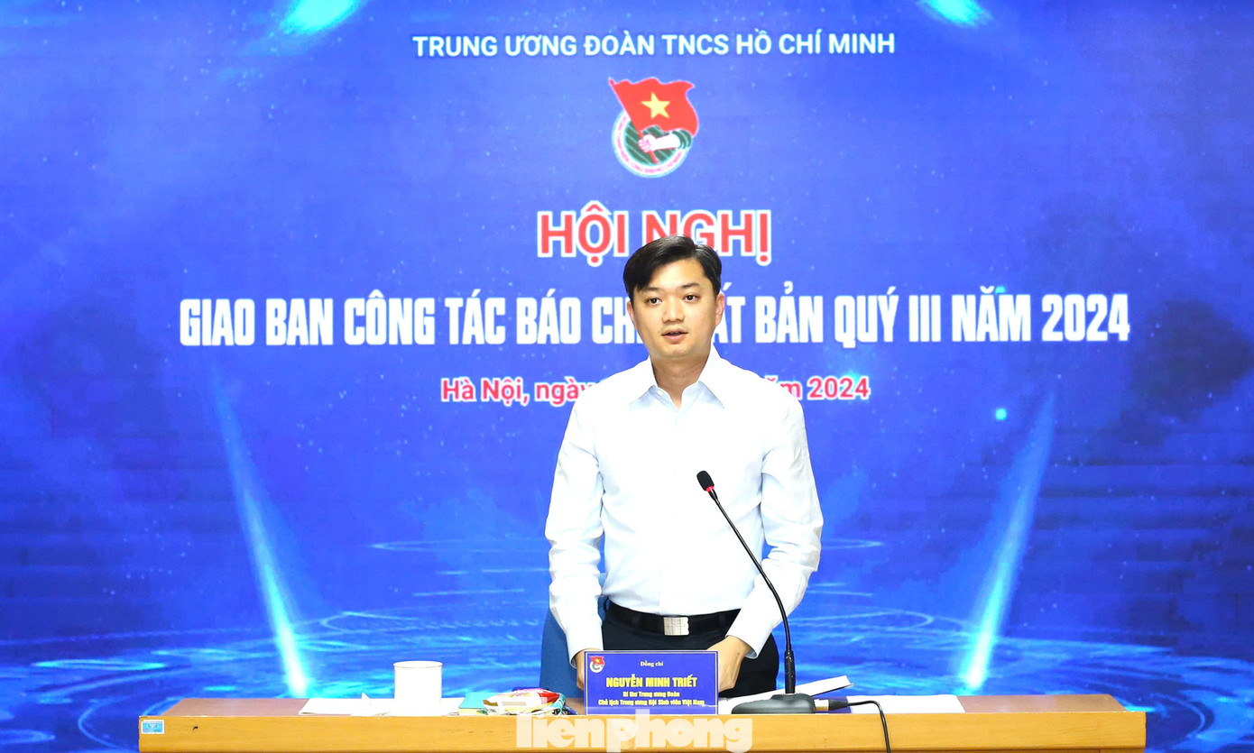 Anh Nguyễn Minh Triết – Bí thư T.Ư Đoàn, Chủ tịch T.Ư Hội SVVN phát biểu kết luận hội nghị. Ảnh: Bảo Anh