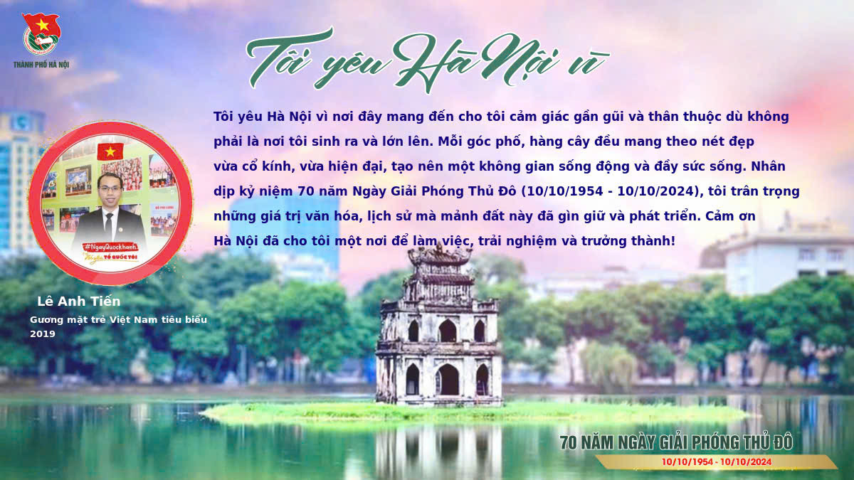 Gương mặt trẻ Việt Nam tiêu biểu năm 2019 Lê Anh Tiến bày tỏ cảm xúc về Thủ đô Hà Nội Gương mặt trẻ Việt Nam tiêu biểu năm 2019 Lê Anh Tiến bày tỏ cảm xúc về Thủ đô Hà Nội