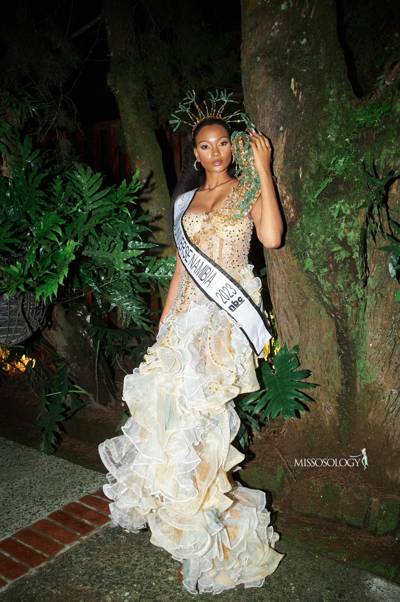 Đại diện Namibia gây ấn tượng với bộ váy dạ hội cầu kỳ, lộng lẫy.