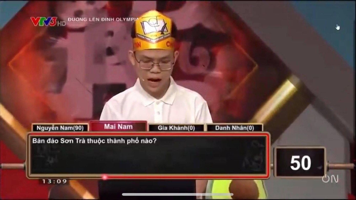 Bạn Mai Nam trong cuộc thi Đường lên đỉnh Olympia - Ảnh chụp màn hình Bạn Mai Nam trong cuộc thi Đường lên đỉnh Olympia - Ảnh chụp màn hình