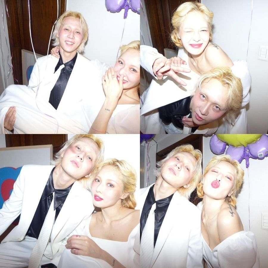 HyunA - Dawn tinh nghịch trong lễ phục trắng. HyunA - Dawn tinh nghịch trong lễ phục trắng.