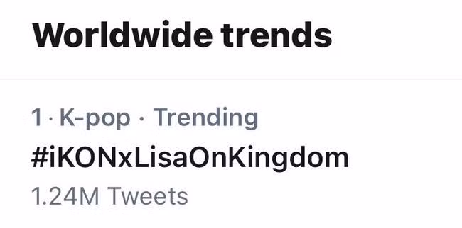 Ngay sau khi sân khấu được công bố, hashtag #iKONxLisaOnKingdom lập tức trending toàn cầu trên Twitter. Đây cũng là lần đầu tiên Kingdom lọt vào top tìm kiếm toàn cầu.