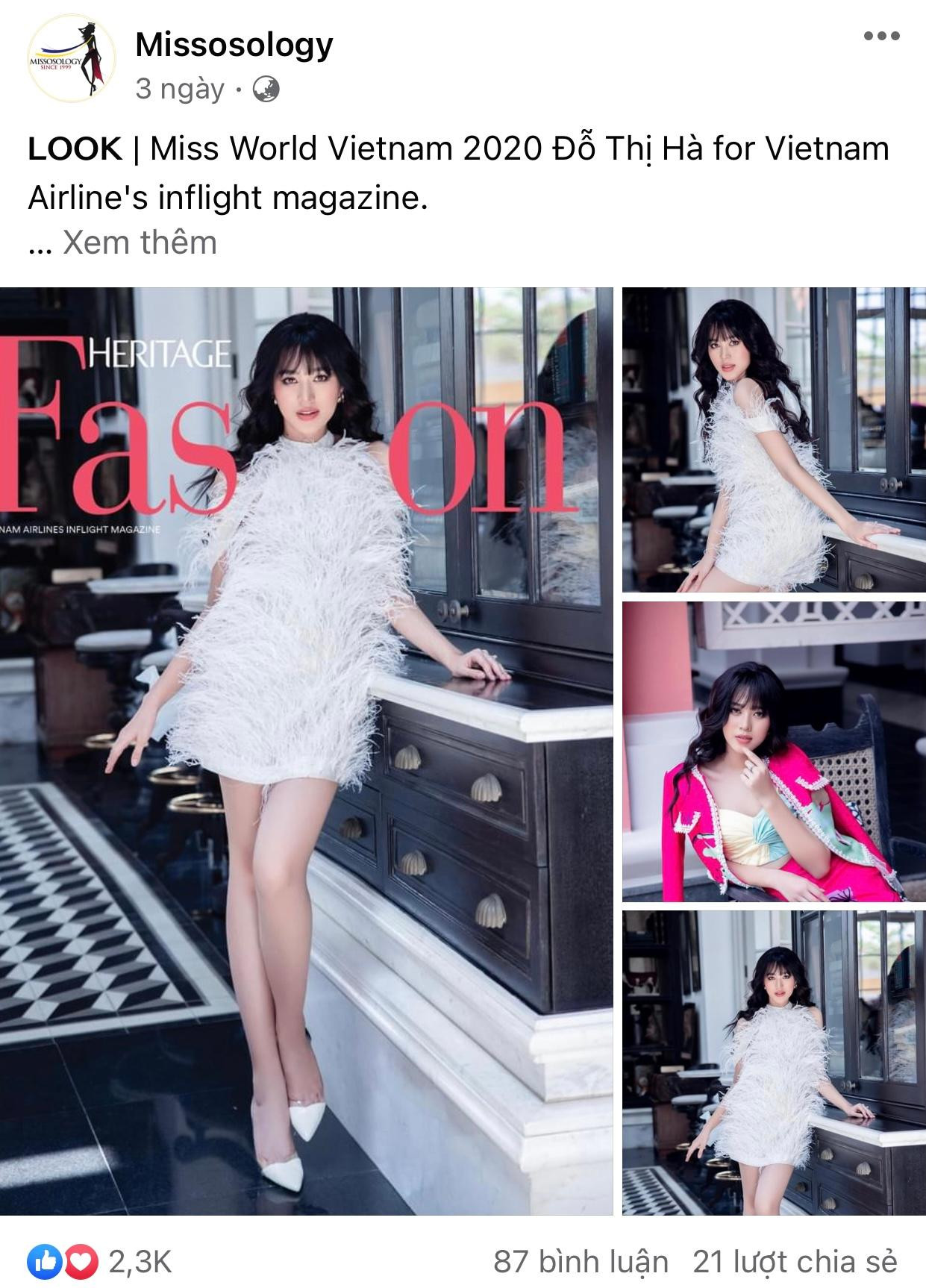 Trước thềm Miss World 2021, Đỗ Thị Hà cũng nhận được sự quan tâm của chuyên trang sắc đẹp Misssology. Trước đó, cô được chuyên trang này dự đoán sẽ lọt top 7 tại cuộc thi Miss World 2021.