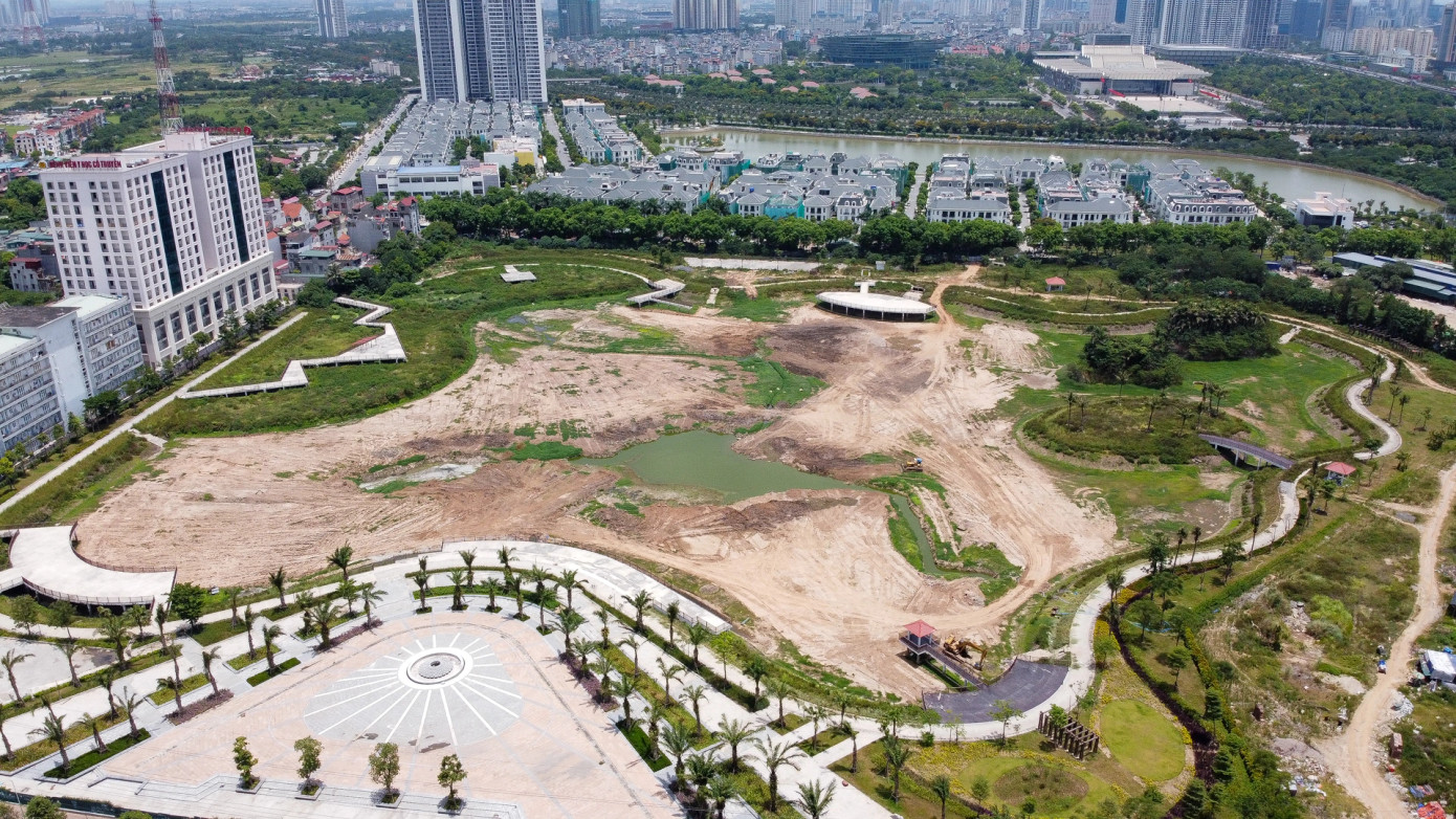Dự án đầu tư xây dựng Công viên hồ Phùng Khoang. Ảnh: Toàn Vũ