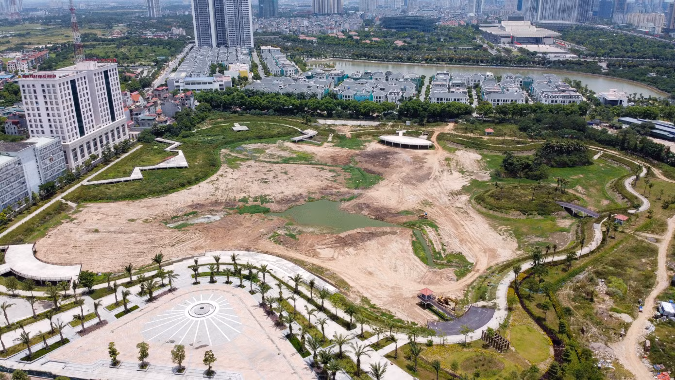 Dự án đầu tư xây dựng Công viên hồ Phùng Khoang. Ảnh: Toàn Vũ