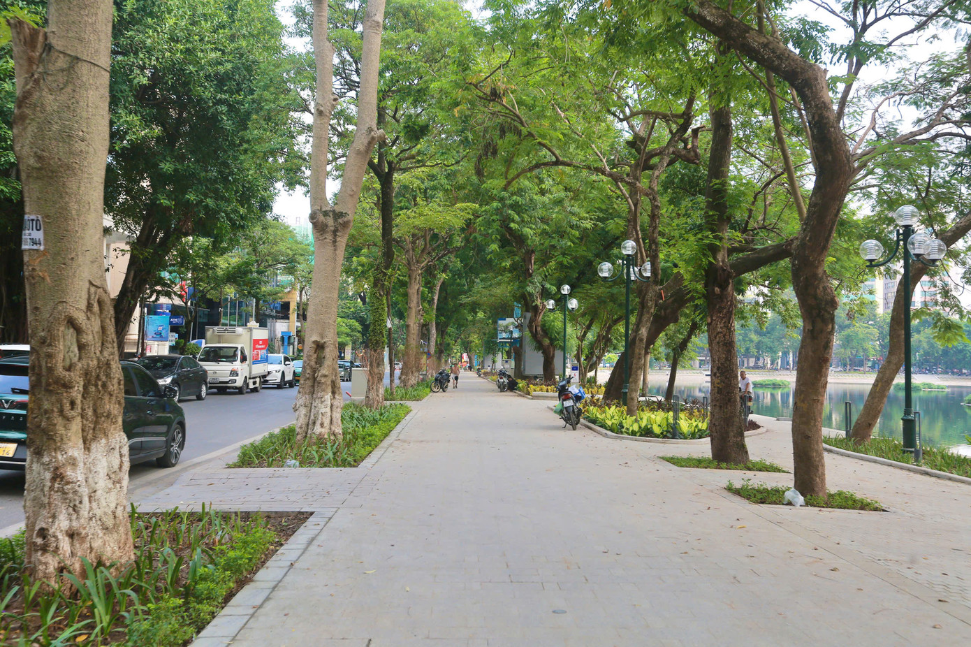 Ngoài việc giữ lại toàn bộ cây xanh, cây lâu năm, cây tầng cao đang tồn tại, một số lớp cây tầm thấp, cây cỏ viền, cây tầm trung… được bổ sung để mở rộng và tổ chức lại hệ thống không gian xanh tại đây.