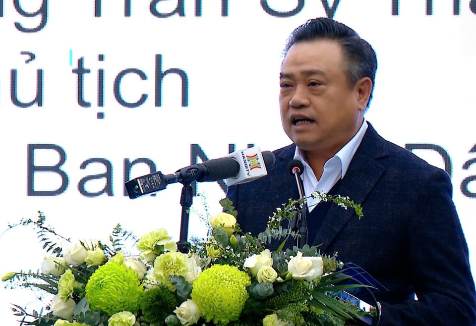 Chủ tịch UBND thành phố Hà Nội Trần Sỹ Thanh phát động phong trào. Ảnh: Quý Nguyễn