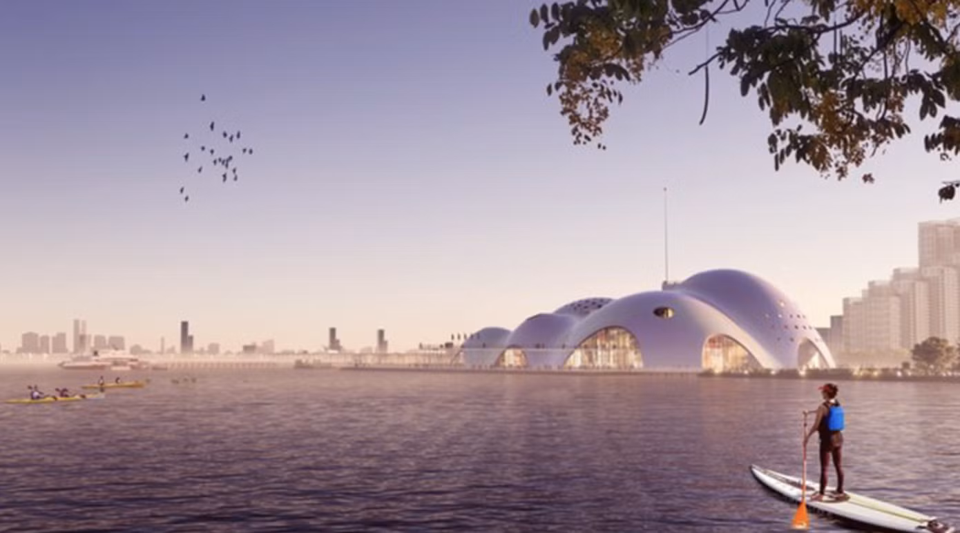Trong bản thiết kế dự án nhà hát, đơn vị tư vấn cho hay, Renzo Piano nêu ý tưởng kiến trúc nhà hát với hình dáng gợi nhắc những con sóng trên mặt nước Hồ Tây. Phần mái vòm cũng được sử dụng hiệu ứng ngọc trai, giúp những khoảnh khắc thay đổi của thời gian như bình minh, hoàng hôn trên mặt nước Hồ Tây được phản chiếu và tạo vẻ đẹp riêng có.