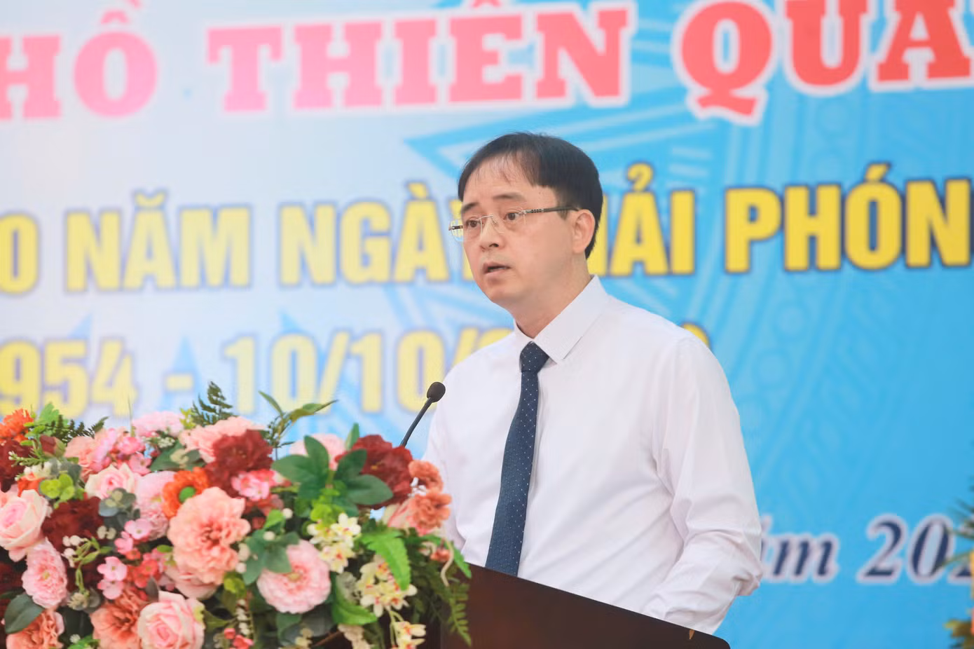 Chủ tịch UBND quận Hai Bà Trưng Nguyễn Quang Trung phát biểu tại buổi lễ