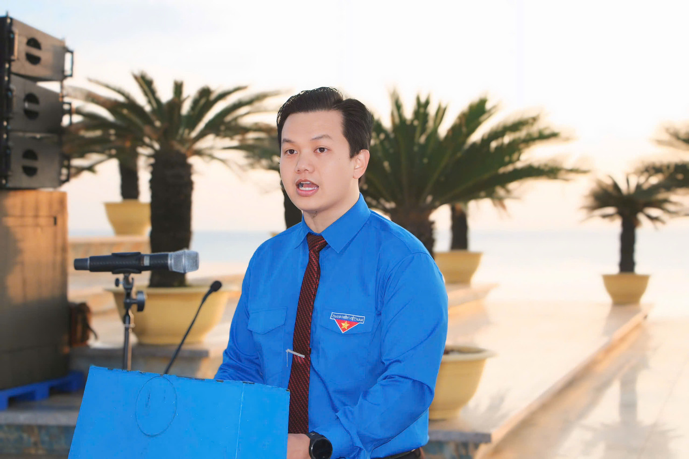 Anh Trần Anh Tuấn - Bí thư Tỉnh Đoàn Khánh Hòa, phát biểu khởi động Tháng Thanh niên.