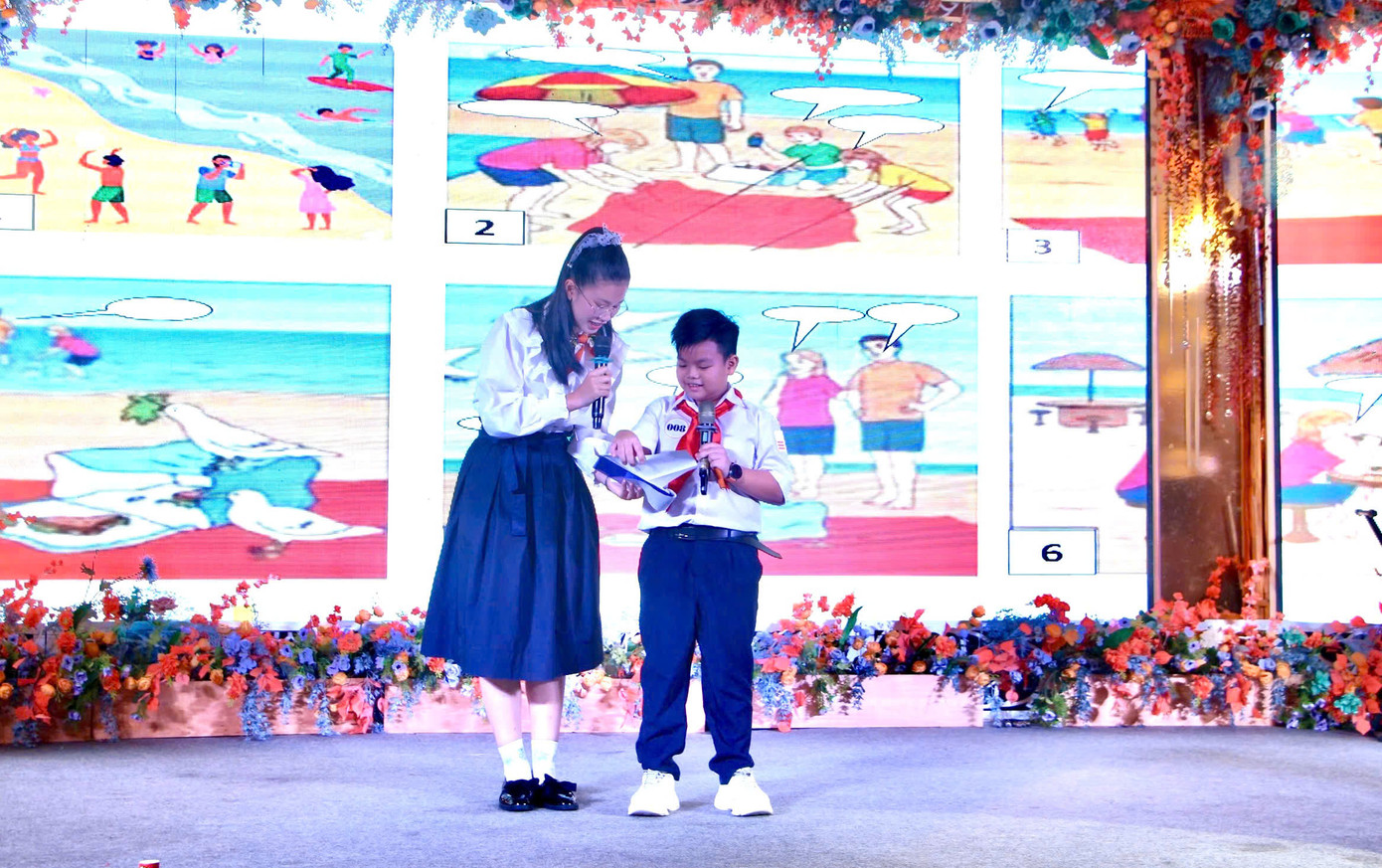 Mỗi sinh trải qua 2 phần thi gồm: Hùng biện theo tranh, đoạn phim ngắn và hùng biện theo đề tài ban tổ chức quy định, trả lời câu hỏi của ban giám khảo và hùng biện theo tranh, phim ngắn. Mỗi sinh trải qua 2 phần thi gồm: Hùng biện theo tranh, đoạn phim ngắn và hùng biện theo đề tài ban tổ chức quy định, trả lời câu hỏi của ban giám khảo và hùng biện theo tranh, phim ngắn.