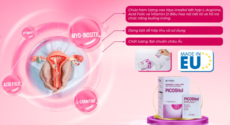TPBVSK PiCOSitol với các thành phần quan trọng giúp hỗ trợ toàn diện sức khỏe sinh sản