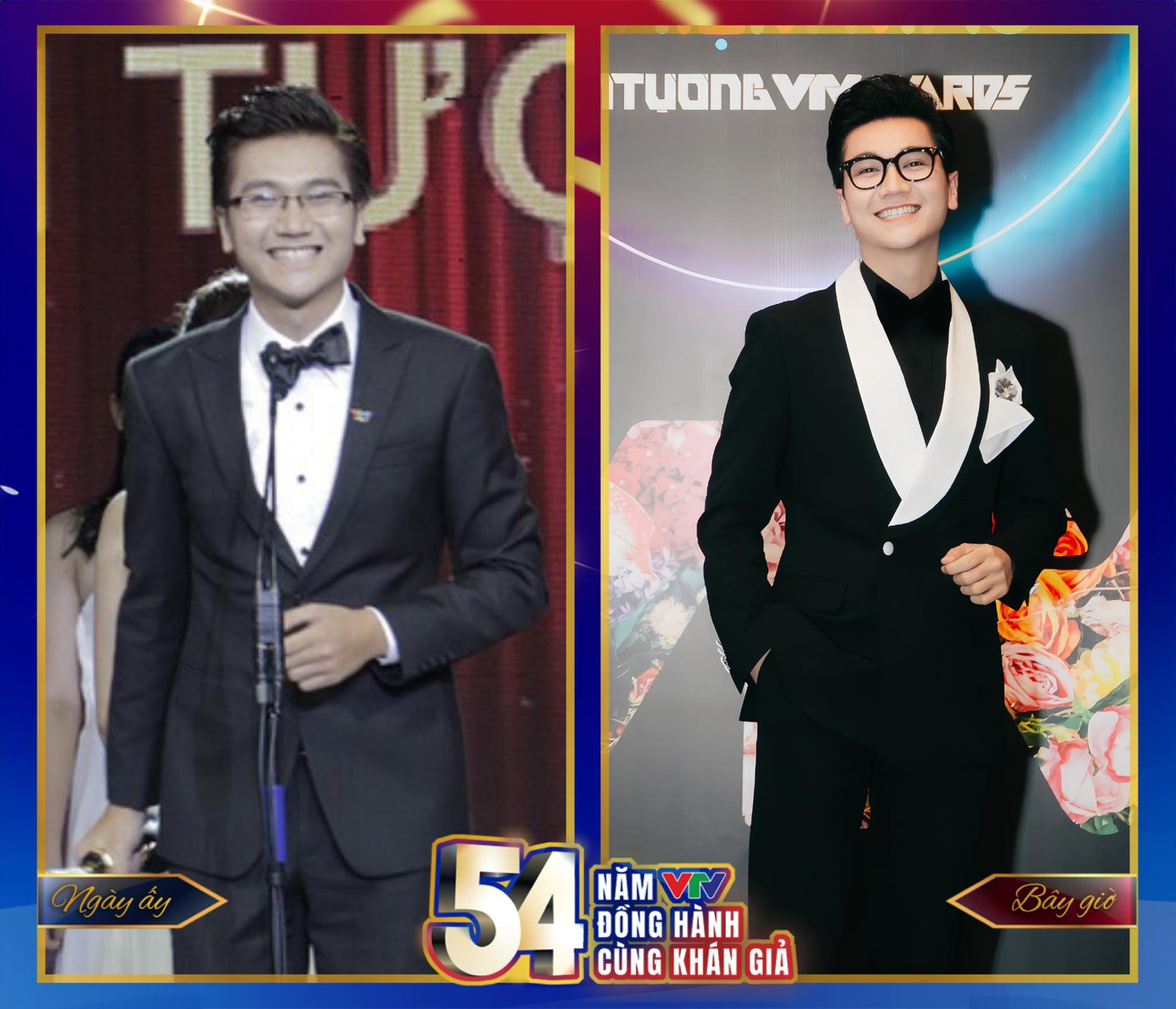 MC Công Tố viết: “2 bức ảnh được chụp cách nhau gần 10 năm. Bên trái là lúc một cậu bé tuổi 20 lên sân khấu nhận giải thưởng MC VTV Ấn tượng. Bên phải vẫn là cậu bé ấy đi xem các đồng nghiệp tỏa sáng, lui lại phía sau nhiều hơn, luôn hy vọng vào sự thành công của đồng nghiệp. Tôi đã trở thành người VTV 14 năm có lẻ. Cảm ơn khán giả đã yêu mến, cho tôi vị trí nhỏ trong trí nhớ và trái tim của mọi người”. MC Công Tố viết: “2 bức ảnh được chụp cách nhau gần 10 năm. Bên trái là lúc một cậu bé tuổi 20 lên sân khấu nhận giải thưởng MC VTV Ấn tượng. Bên phải vẫn là cậu bé ấy đi xem các đồng nghiệp tỏa sáng, lui lại phía sau nhiều hơn, luôn hy vọng vào sự thành công của đồng nghiệp. Tôi đã trở thành người VTV 14 năm có lẻ. Cảm ơn khán giả đã yêu mến, cho tôi vị trí nhỏ trong trí nhớ và trái tim của mọi người”.