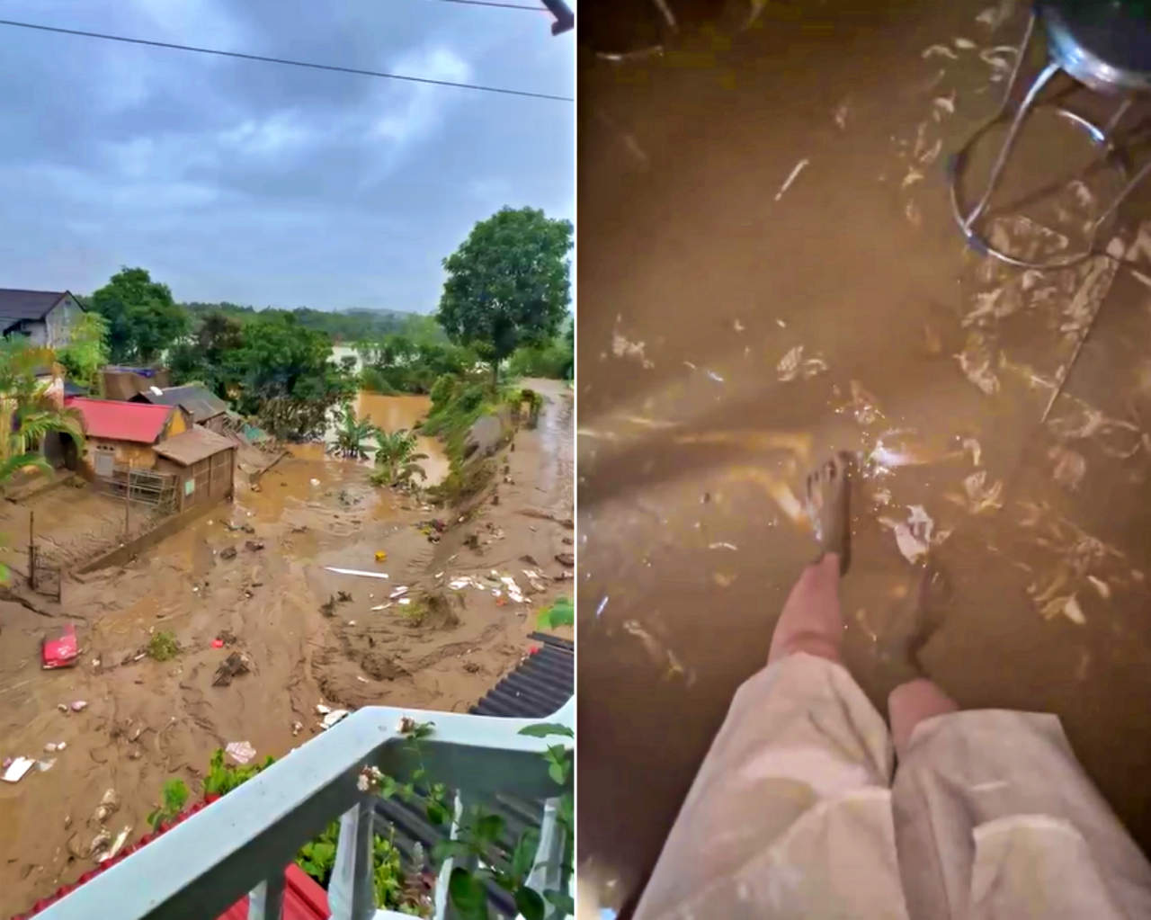 Hiện, khu vực nhà chị Trang nước lũ đã rút để lại lớp bùn dày, rác thải. Ảnh: Nhân vật cung cấp Hiện, khu vực nhà chị Trang nước lũ đã rút để lại lớp bùn dày, rác thải. Ảnh: Nhân vật cung cấp