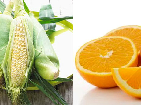 Bắp chứa lutein và zeaxanthin, cam chứa vitamin C giúp bảo vệ võng mạc
