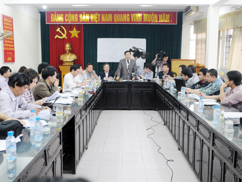 Buổi họp báo ngày 20-3. Ảnh: Tuấn Nguyễn. Hội trường buổi họp báo ngày 20-3. Ảnh: Tuấn Nguyễn